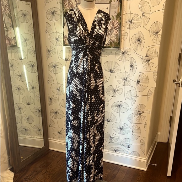 dark blue sweet 15 dresses Eliza J | Womens Animal Print Career Dress | Color: Blue/White main image 1